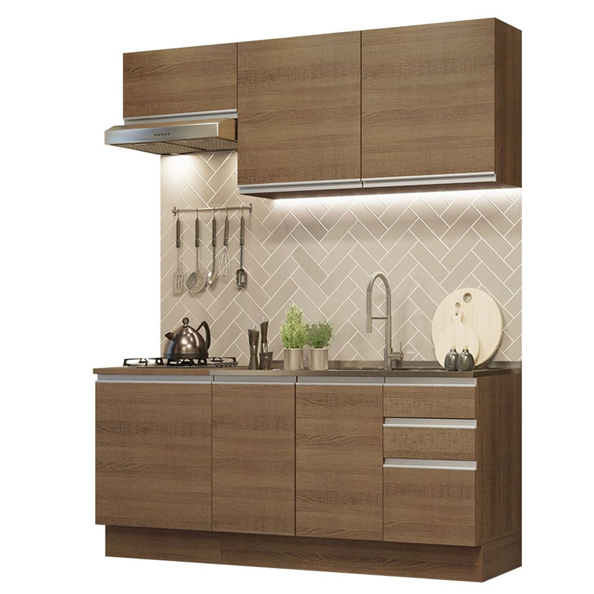 MADESA - Cocina Integral Glamy 1.80 m con Mesón de Acero 13