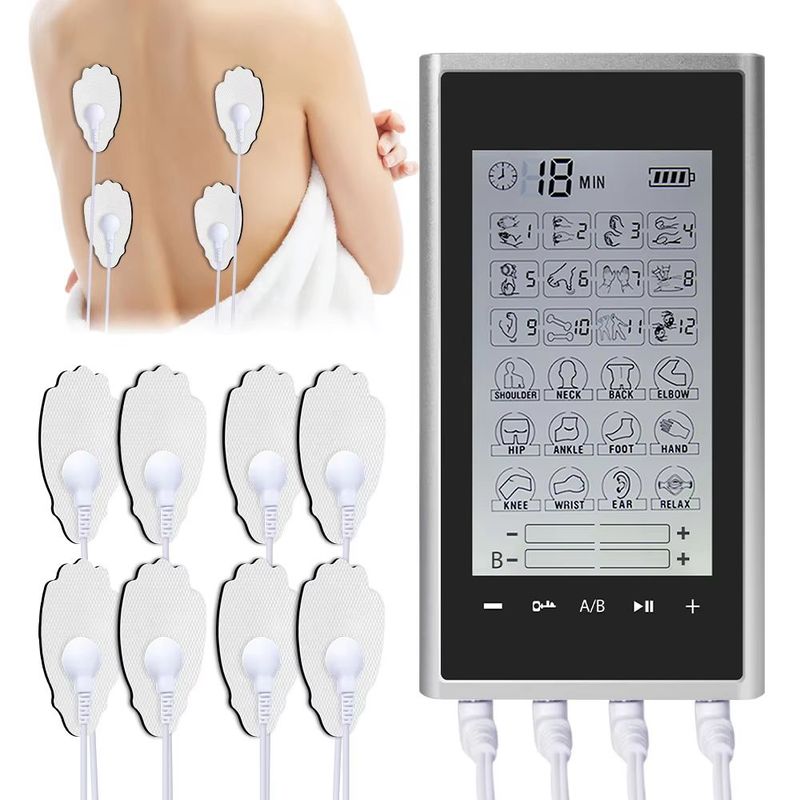 GENERICO - Tens Ems Estimulador Muscular 4 Canales 24 Modos 8 Electrodo