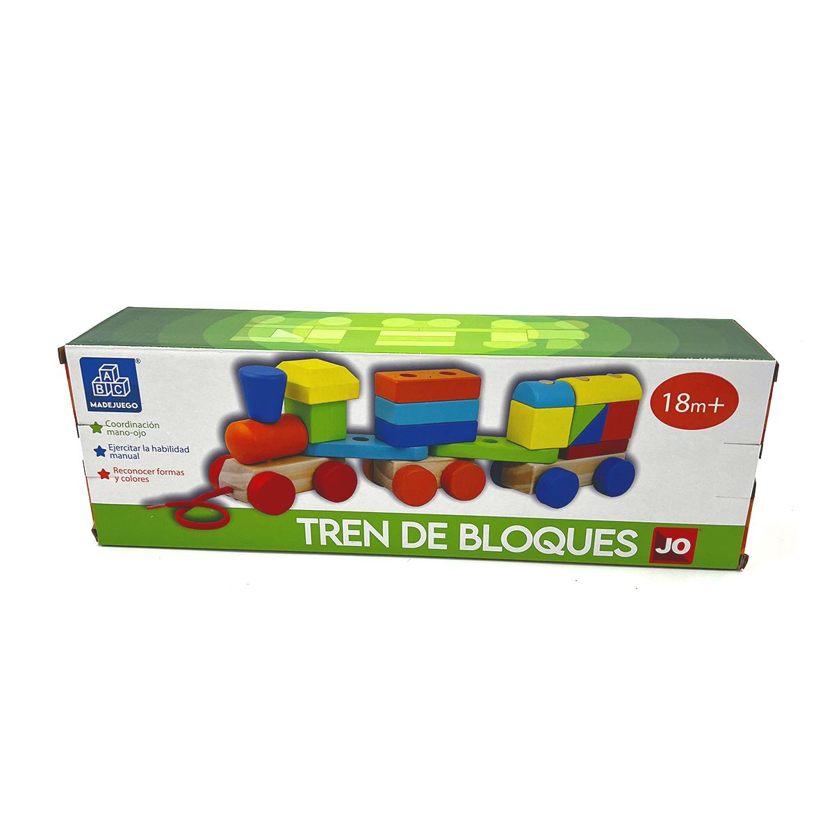 ARTESANAL - Tren Didáctico Madera Juguete Arrastrable Bloques Encajables