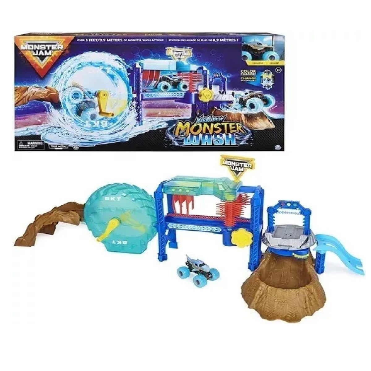 MONSTER JAM - Monster Jam Pista Auto Lavado Monster Wash Megalodon Grande