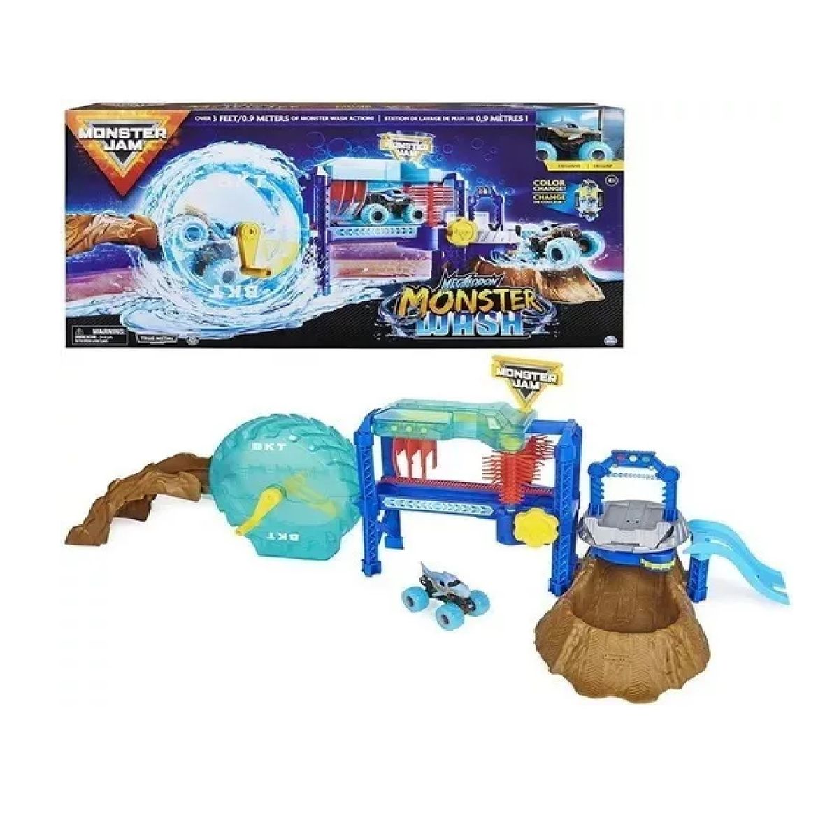 MONSTER JAM - Monster Jam Pista Auto Lavado Monster Wash Megalodon Grande