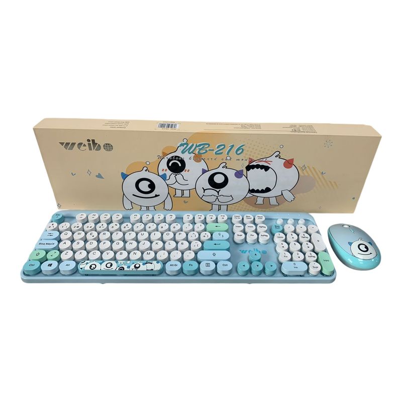 WEIBO - Combo Teclado + Mouse Inalambrico 24ghz Weibo Wb216 Con Ñ Color Azul