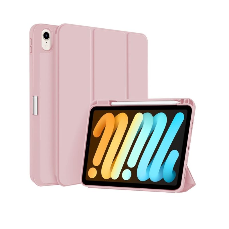 GENERICO - Estuche Protector Smart Case Para iPad Mini 7 A17 Pro Con Esp - Rosado