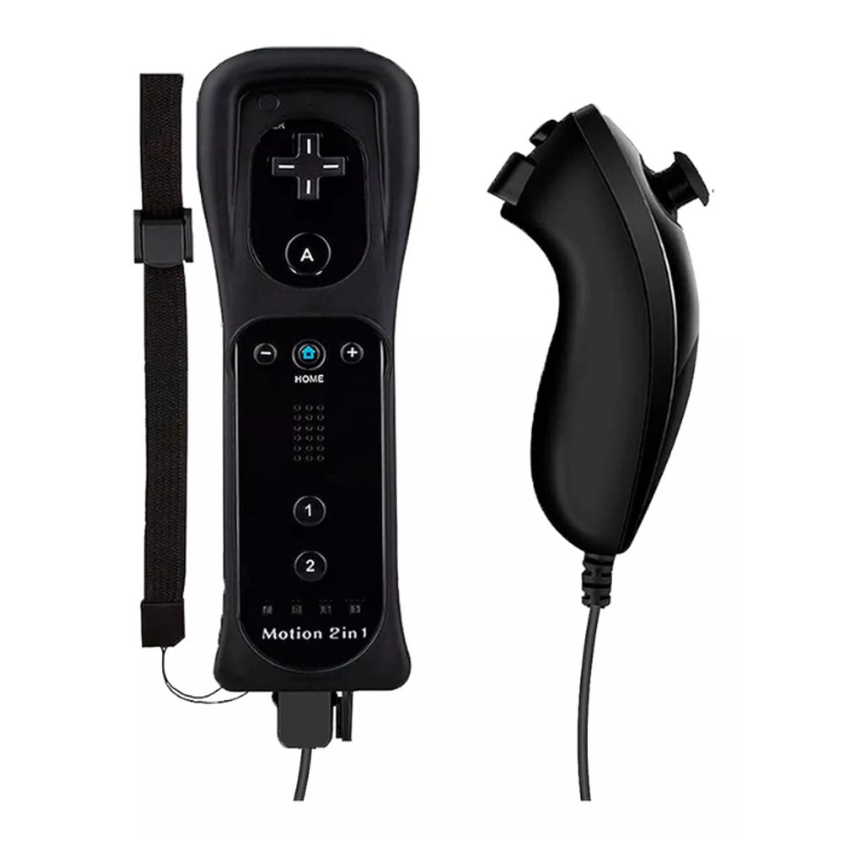 GENERICO - Mando A Distancia 2 en 1 Para Nintendo Wii Nunchuck Negro