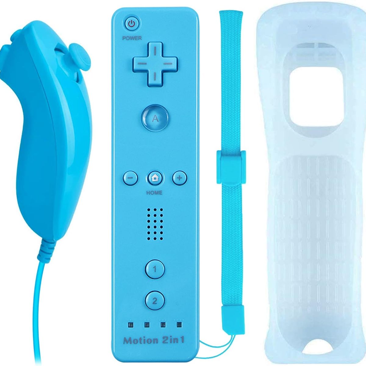 GENERICO - Mando A Distancia 2 en 1 Para Nintendo Wii  Nunchuck Azul