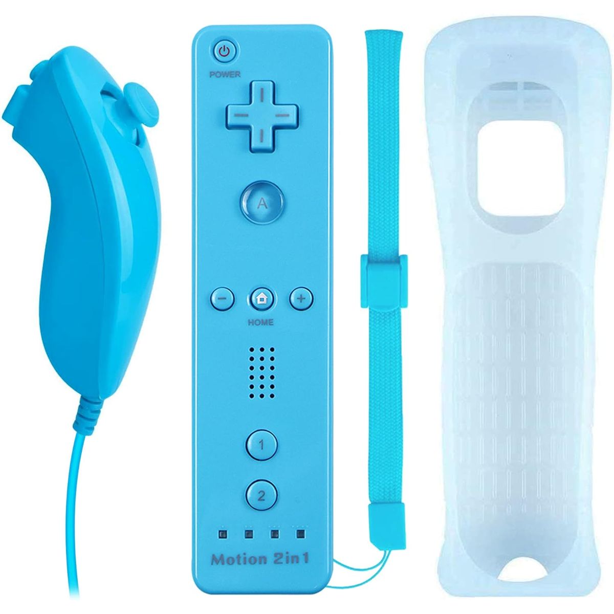 GENERICO - Mando A Distancia 2 en 1 Para Nintendo Wii  Nunchuck Azul