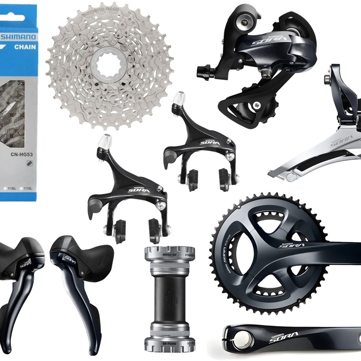 SHIMANO - Grupo Shimano Sora 9 Velocidades Kit Bicicleta Ruta