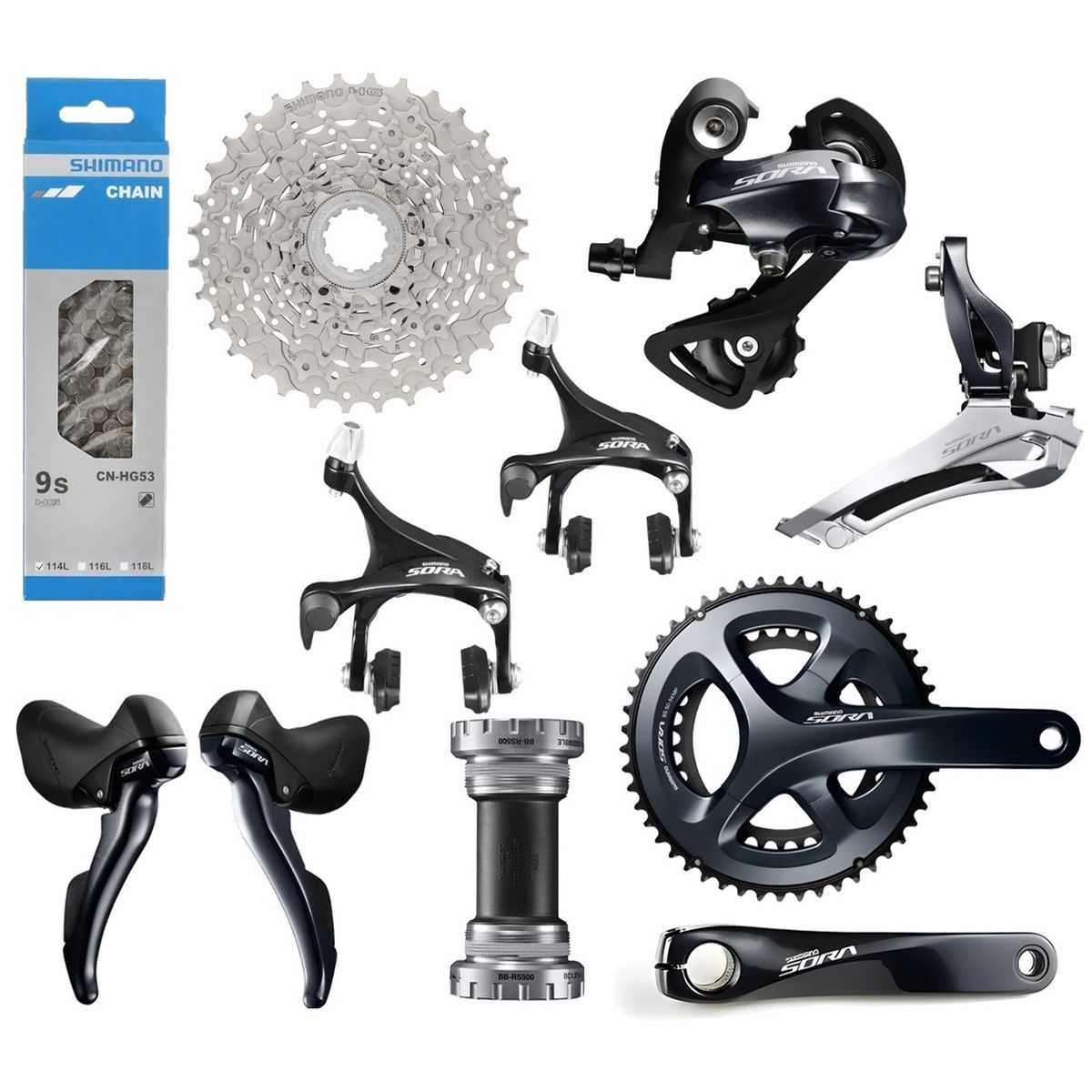 SHIMANO - Grupo Shimano Sora 9 Velocidades Kit Bicicleta Ruta