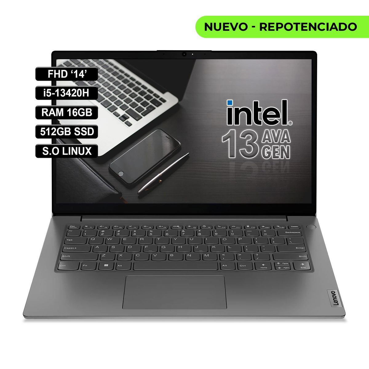 LENOVO - PORTATIL LENOVO V14 G4 IRU FHD INTEL I5-13420H RAM 16GB 512GB SSD GREY