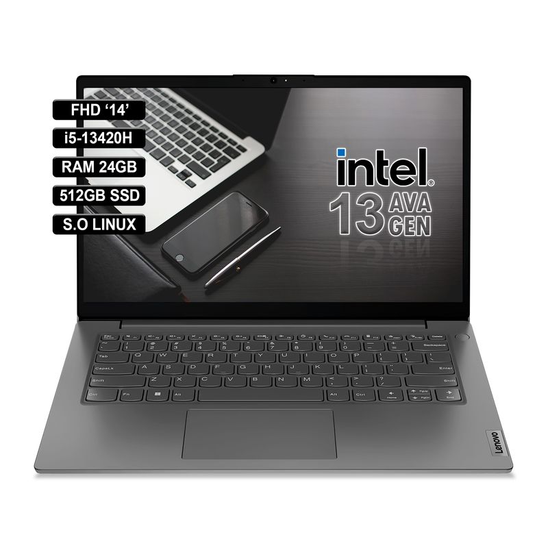 LENOVO - PORTATIL LENOVO V14 G4 IRU FHD INTEL I5-13420H RAM 24GB 512GB SSD GREY