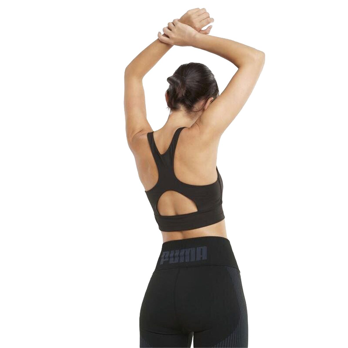PUMA - Top Bra Puma Mid Impact All Long Original Negro Mujer