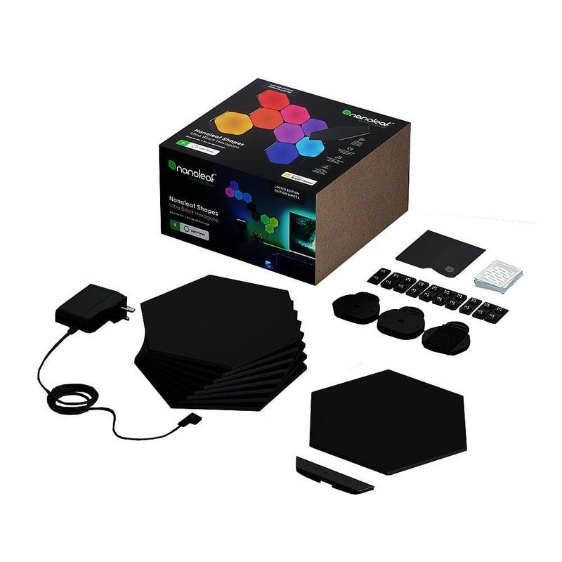 NANOLEAF - Kit x 9 luces hexagonales inteligentes NANOLEAF  Negro
