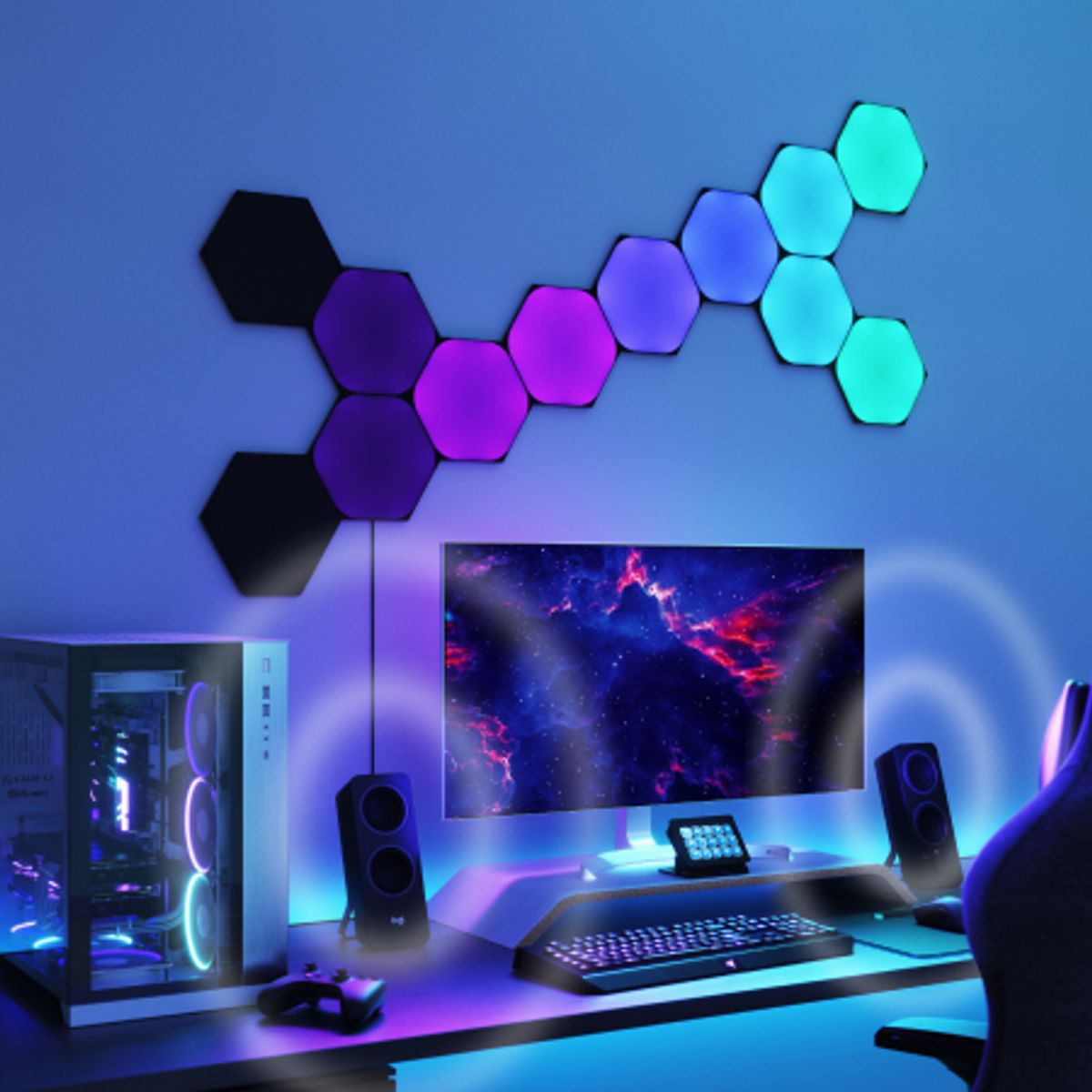 NANOLEAF - Kit expansion 3 panel hexagonales inteligentes NANOLEAF Blanco
