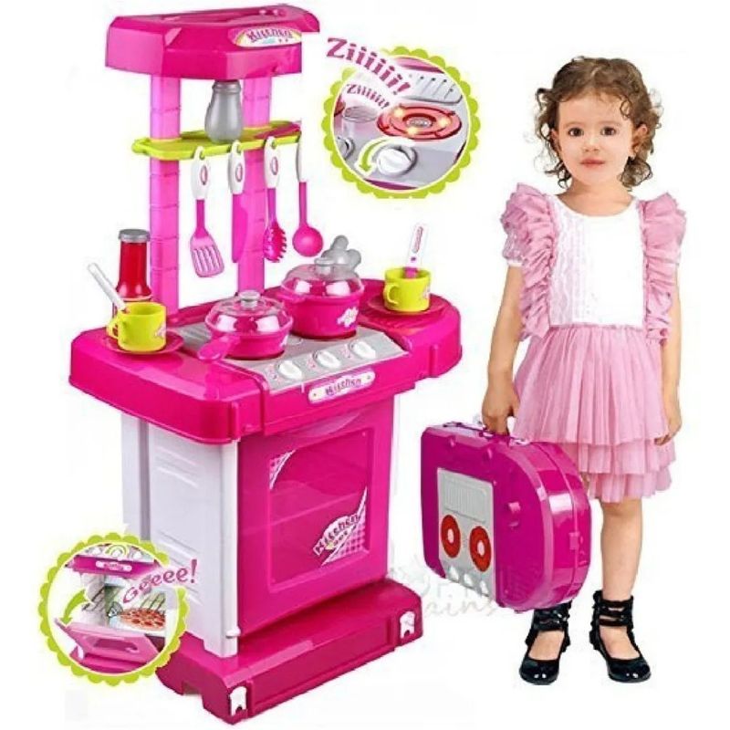 GENERICO - Cocina Infantil Maletin Pricesas Niñas Ollas Horno Juguete
