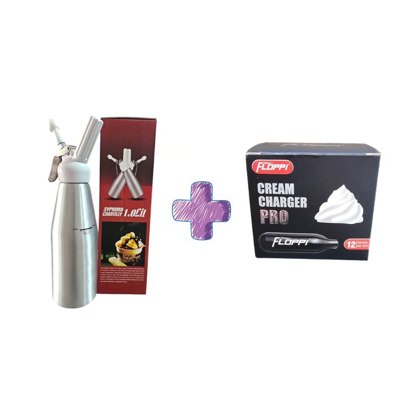 GENERICO - Dispensador de crema Chantilly 1 Litro + 12 capsulas