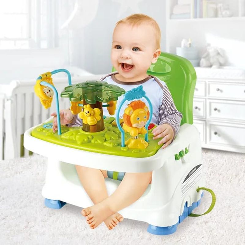 HAPPY BABY - Silla Comedor Bebe 2 En 1 Portátil Juguetes Didácticos