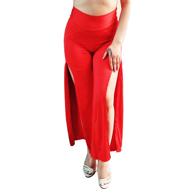 VIA7 - pantalon tipo leggins pretina ancha licrado escote piernas mujer