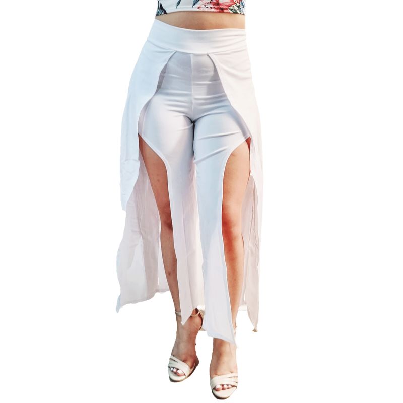 VIA7 - pantalon tipo leggins pretina ancha licrado escote piernas mujer