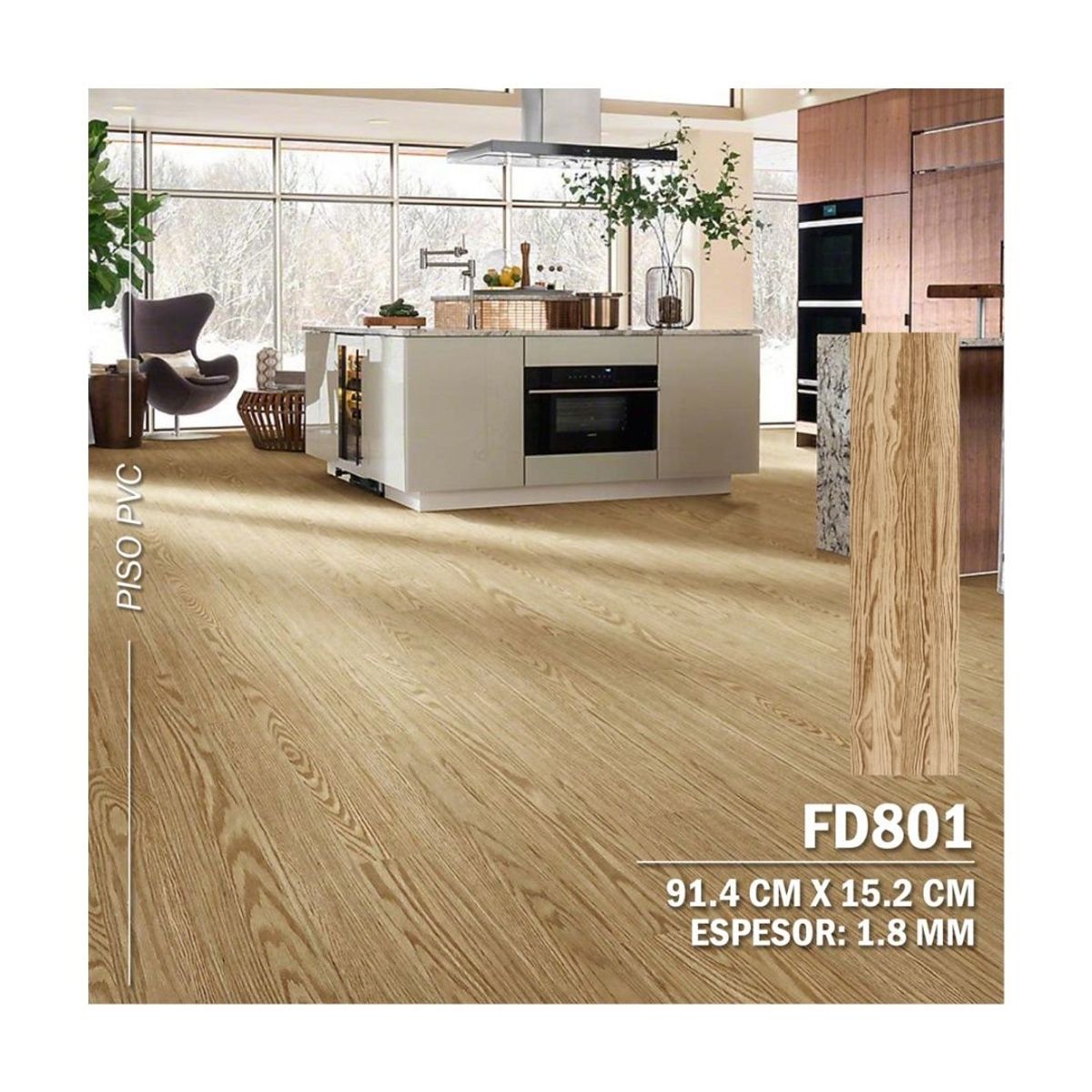 GENERICO - Piso Vinilico PVC Autoadhesivo 3D 5m2 - FD801