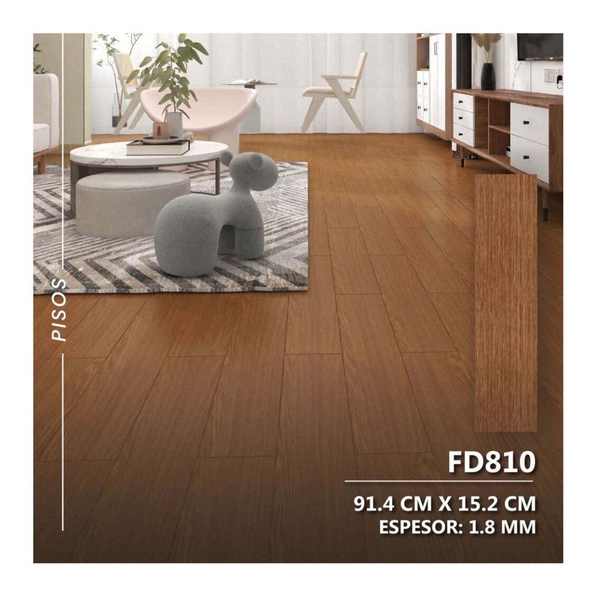 GENERICO - Piso Vinilico PVC Autoadhesivo 3D 5m2 - FD810