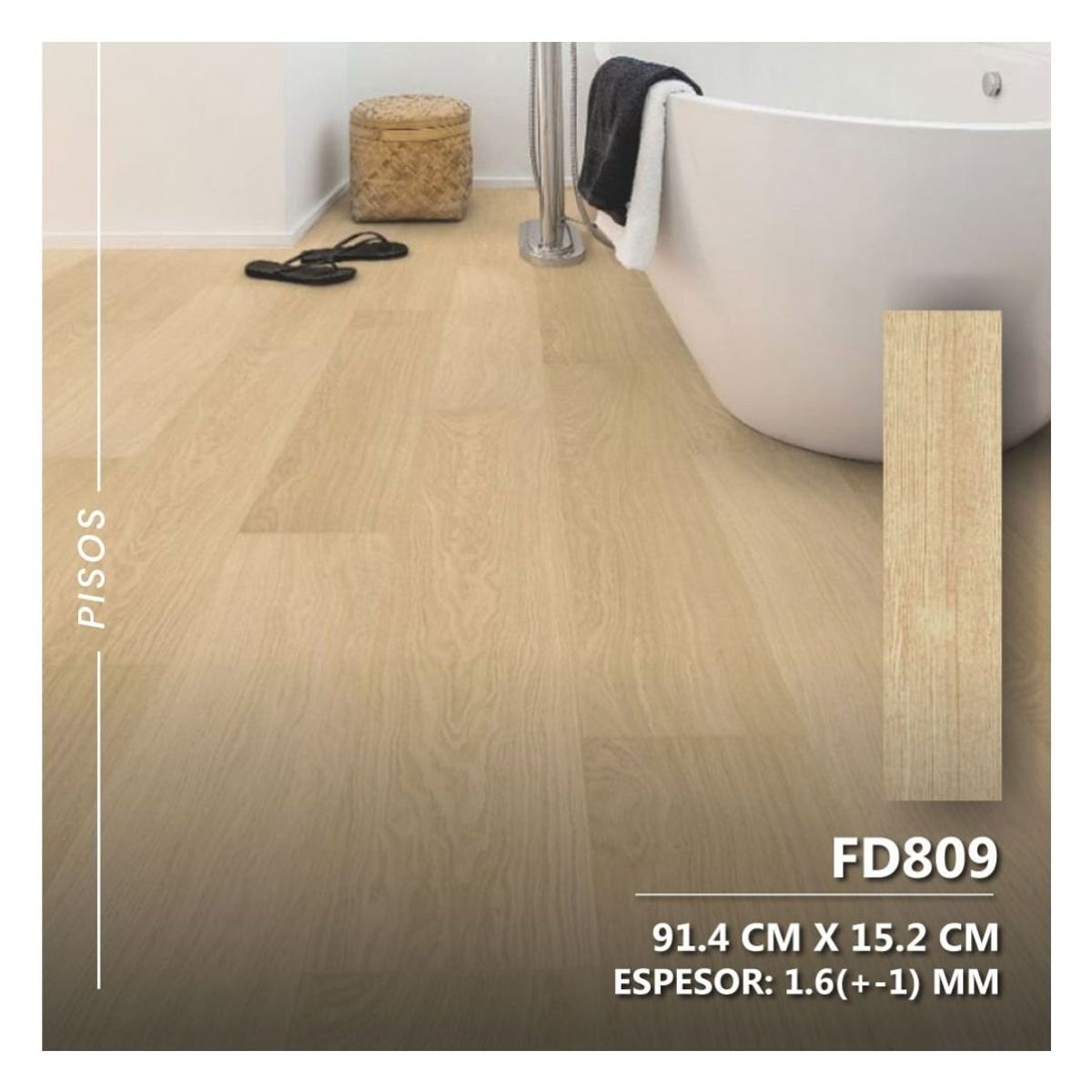 GENERICO - Piso Vinilico PVC Autoadhesivo 3D 5m2 - FD809