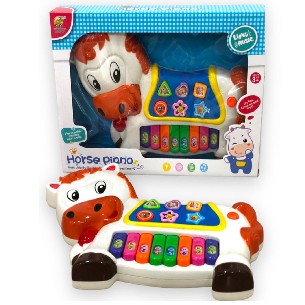 GENERICO - PIANO DIDACTICO PIANO VACA PARA NIÑOS SONIDOS Y LUCES