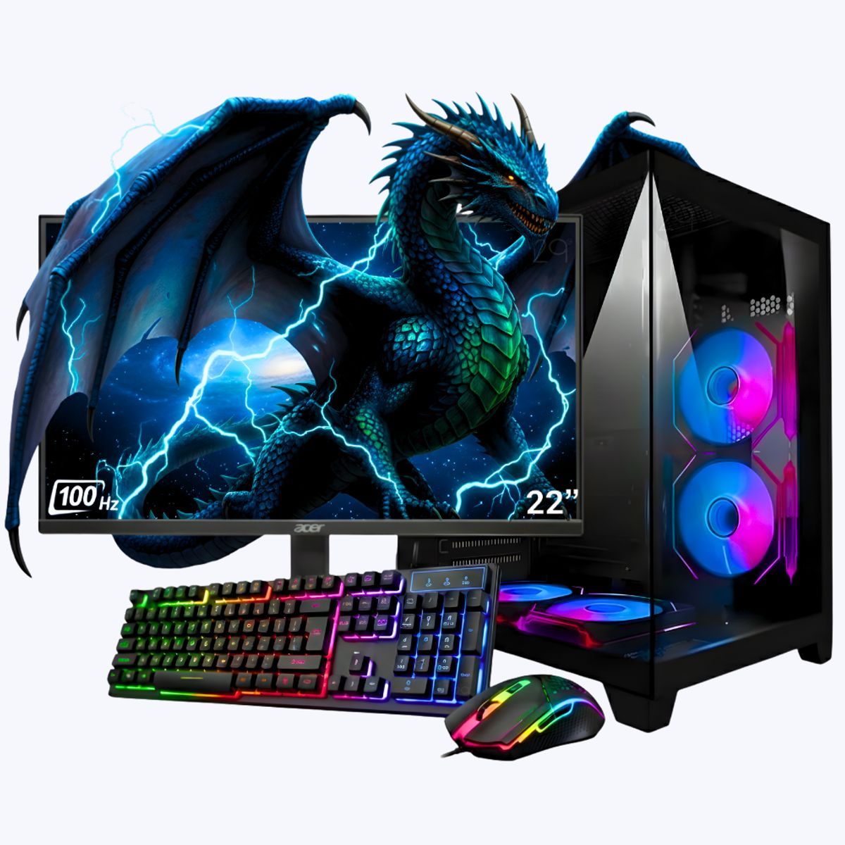 AMD - PC GAMER RYZEN 7 5700G /SSD 512GB/ RAM 16GB 3200MHZ/ BOARD A520/ MONITOR FHD 22"
