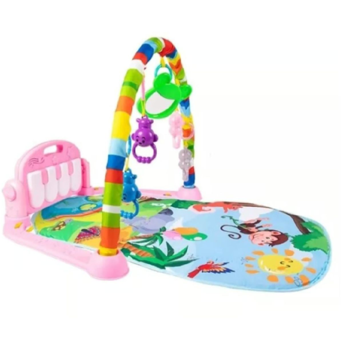GENERICO - GIMNASIO PARA BEBE PIANO ROSADO CON ACCESORIOS COLGANTES