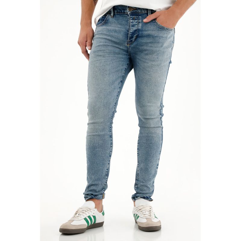TENNIS - Jean Super Skinny tono medio con arrugas para hombre