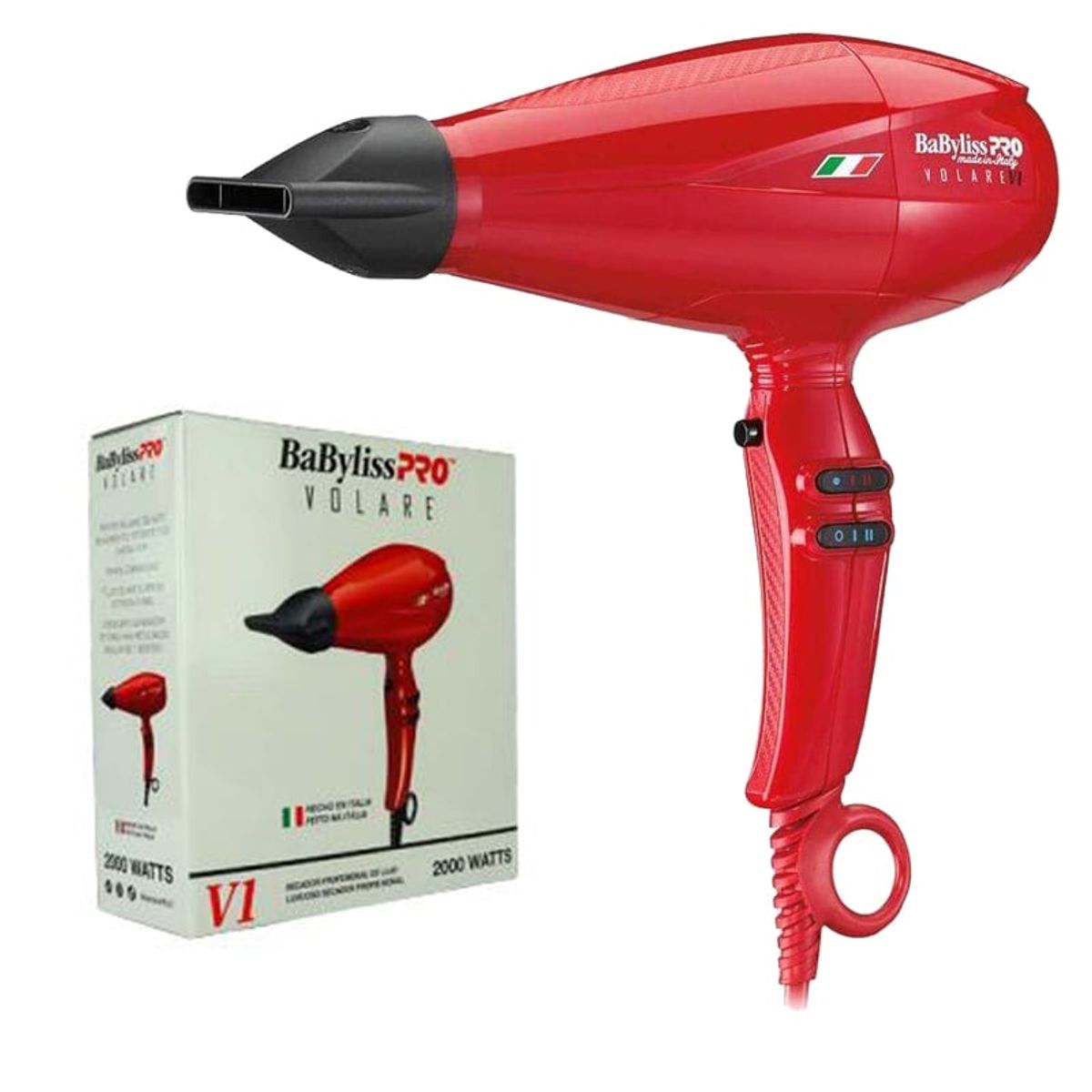 BABYLISS - Secador Profesional Babyliss Volare Largo Rojo 2000W