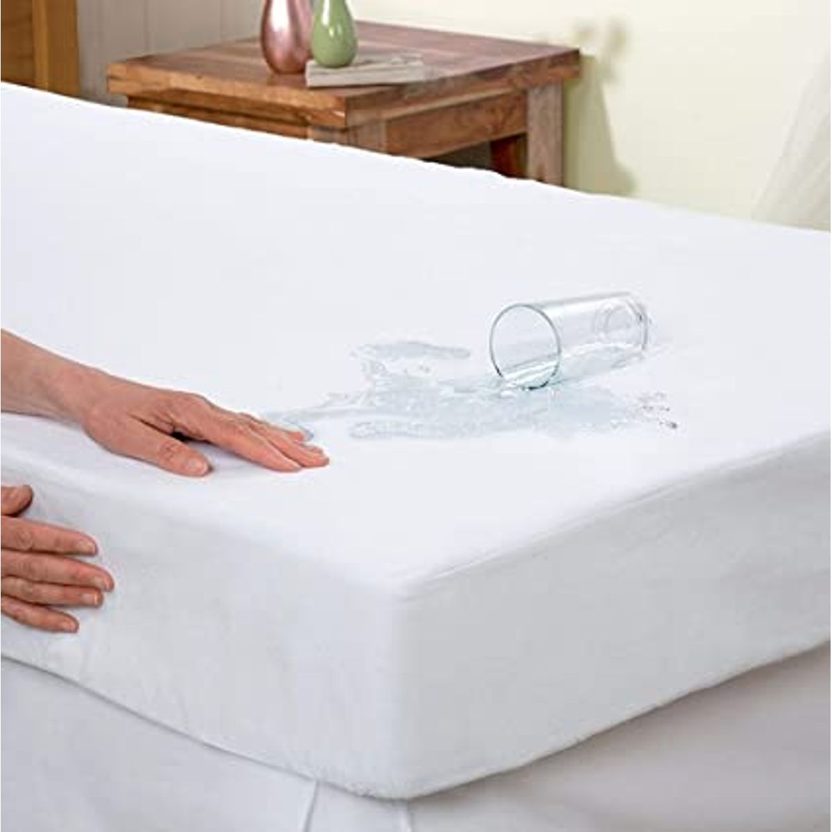 ELEGANT - Protector Colchón Impermeable Tela Antifluido Cama Semidoble 120