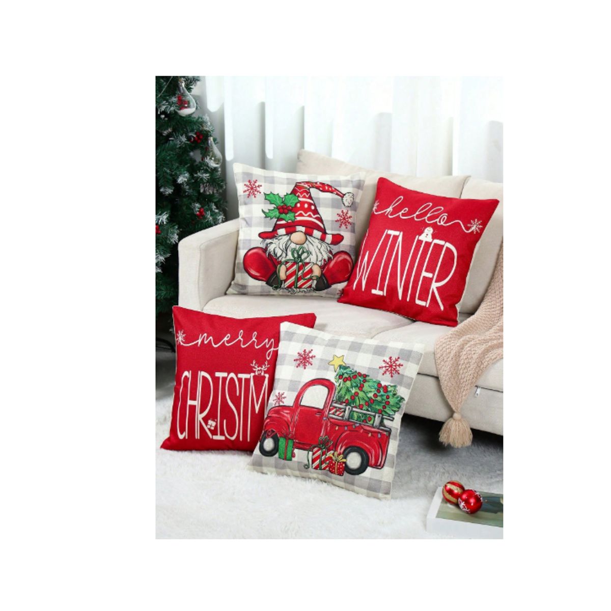 GENERICO - Set x 4 Fundas Cojin Navideño Decoración Navidad 45x45 cm