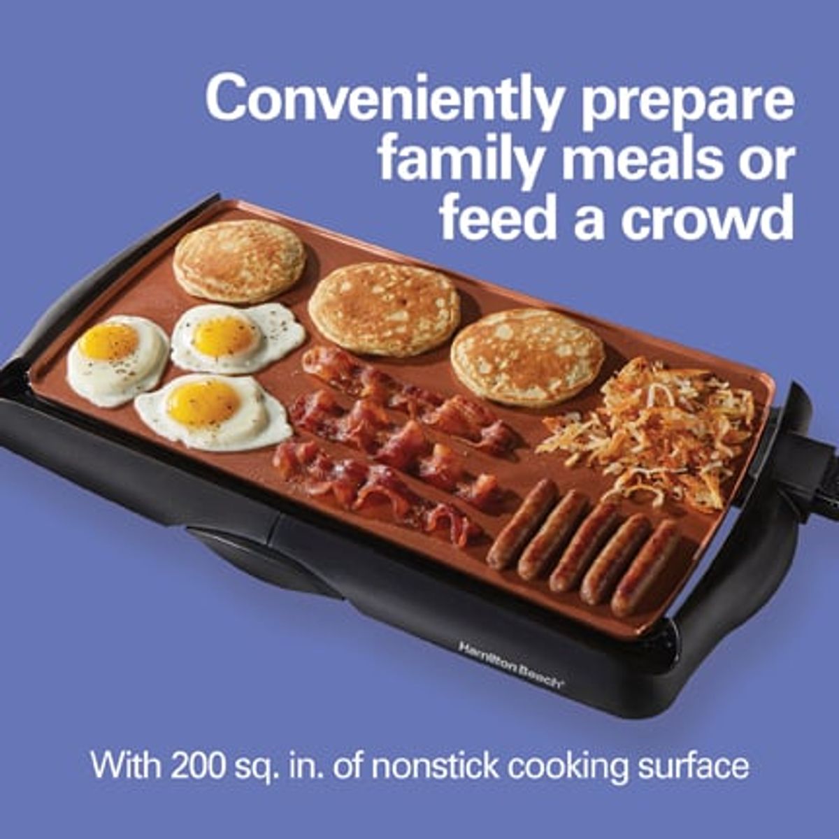 HAMILTON BEACH - Parrilla eléctrica superficie antiadherente de cerámica
