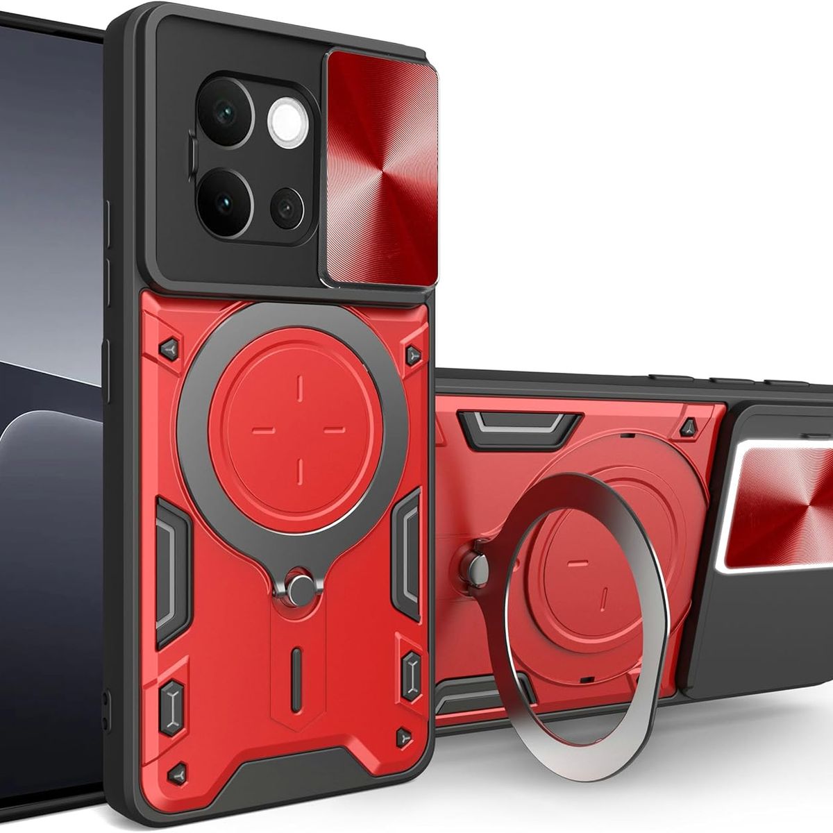 GENERICO - Estuche Armo Antigolpe Con Soporte Compatible con Vivo V40 Lite Rojo