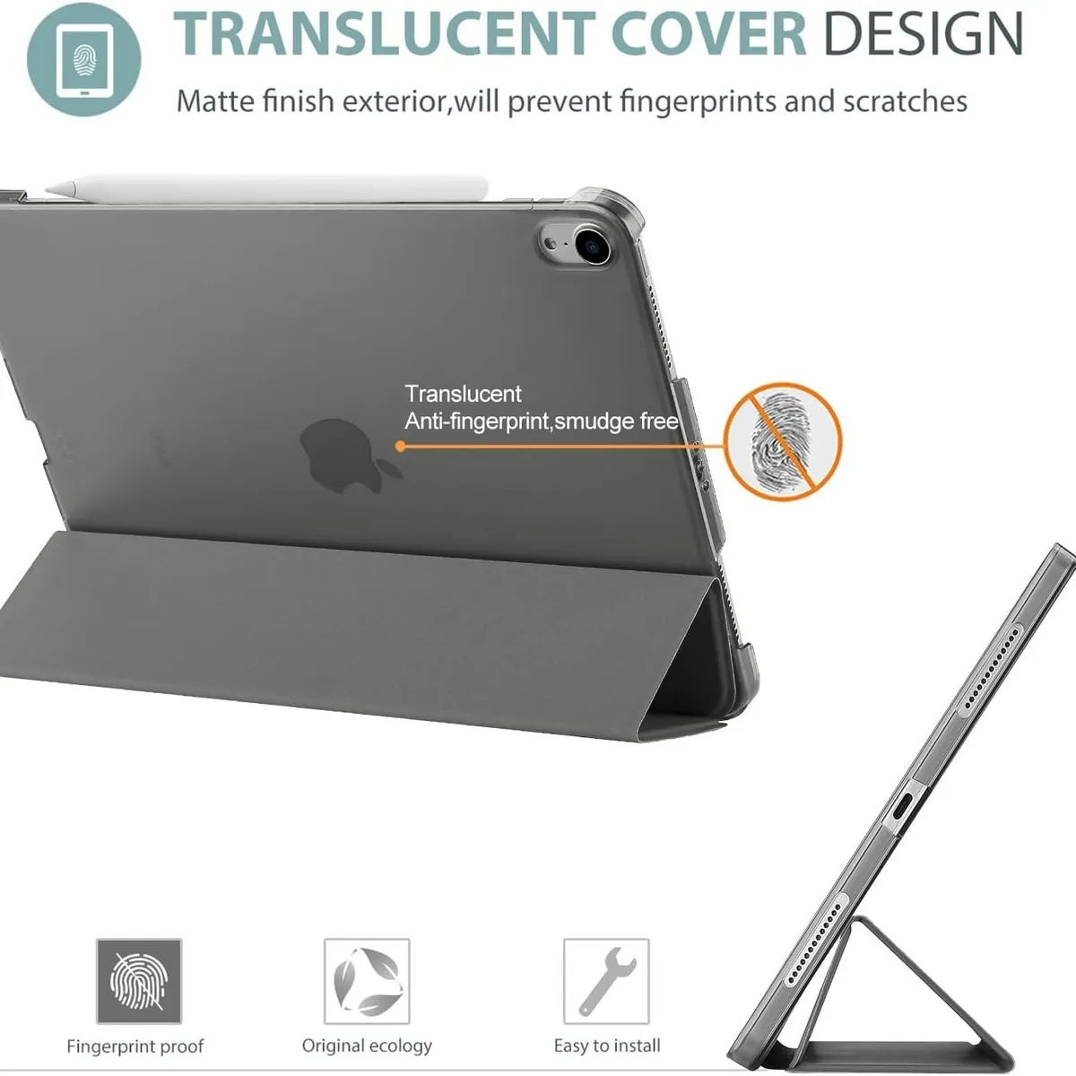 GENERICO - Estuche Protector Magnético Tipo Smart Case Para Ipad Air 4 10.9 Y Ipad Air 5 10.9 - Gris