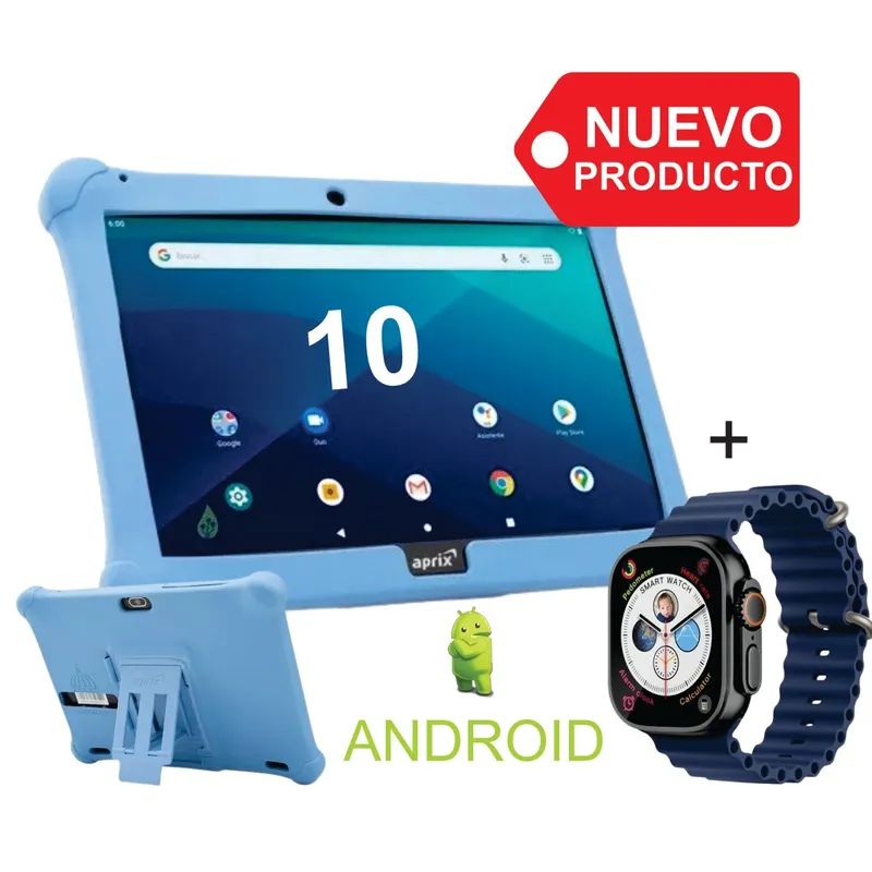 GENERICO - Tablet Niños 10 Pulg Android 11 32GB 2GB RAM + ESTUCHE + Reloj
