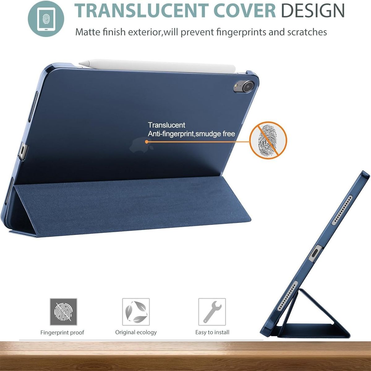 GENERICO - Estuche Protector Magnético Tipo Smart Case Para Ipad Air 4 10.9 Y Ipad Air 5 10.9 - Azul Oscuro