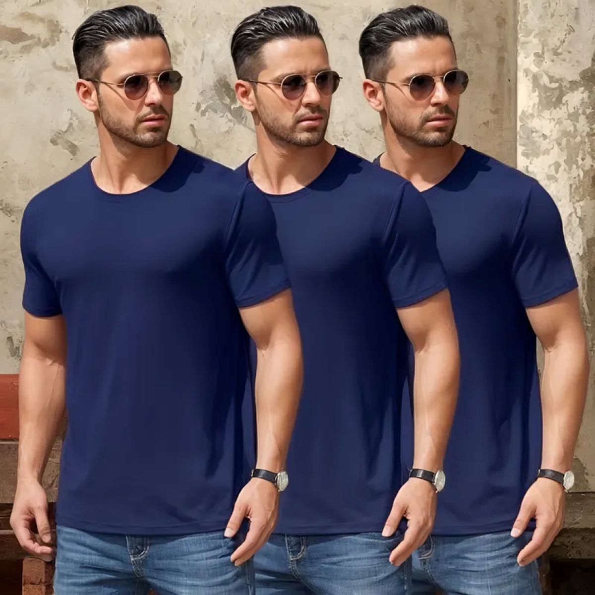 ELEMENTAL STORE - Camisetas para hombre en algodón 100% x 3 unidades.