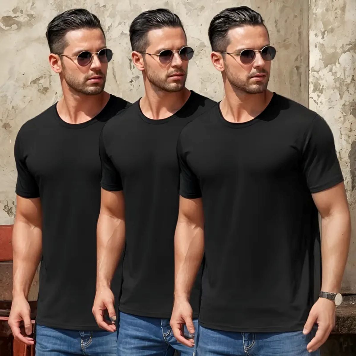 ELEMENTAL STORE - Camisetas para hombre en algodón 100% x 3 unidades.