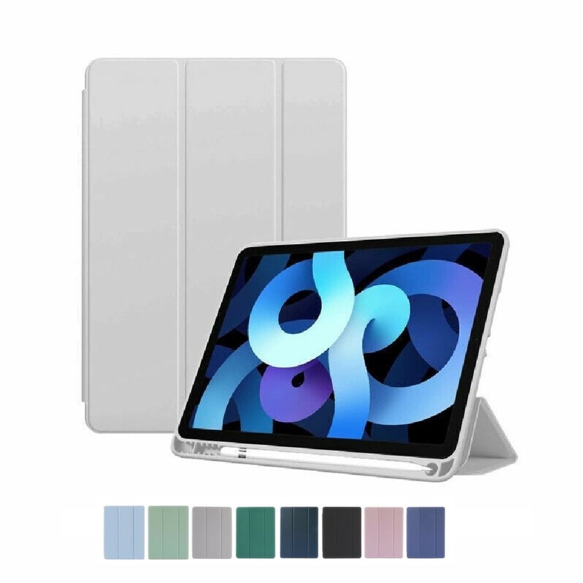 GENERICO - Estuche Protector Tipo Smart Cover Magnético Para Ipad Air 4 Y Ipad Air 5 10.9 - Color Gris