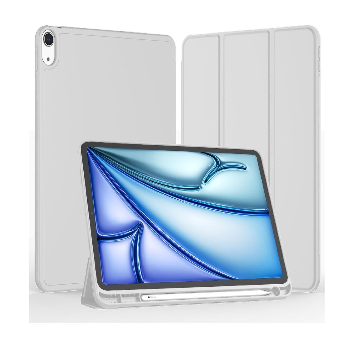 GENERICO - Estuche Protector Tipo Smart Cover Magnético Para Ipad Air 4 Y Ipad Air 5 10.9 - Color Gris