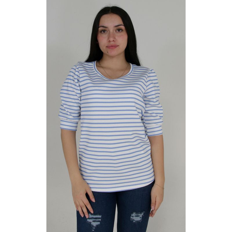 L Y H - Camiseta Para Mujer Manga 34 Azul Marca L&H