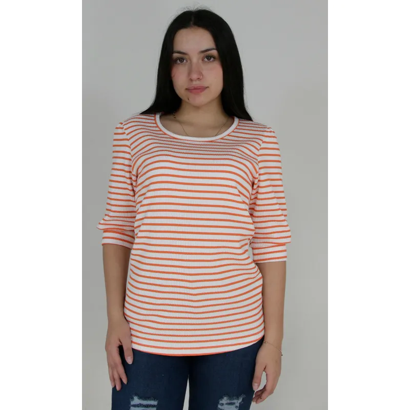 L Y H - Camiseta Para Mujer Manga 34 Naranjo Marca L&H