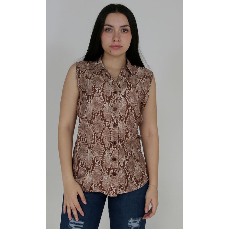 L Y H - Blusa Para Mujer Sin Manga Café Marca L&H