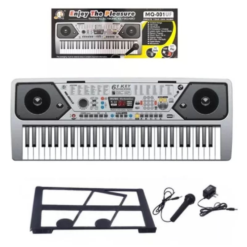 GENERICO - TECLADO ORGANETA GRIS 100 TECLAS CON MICROFONO