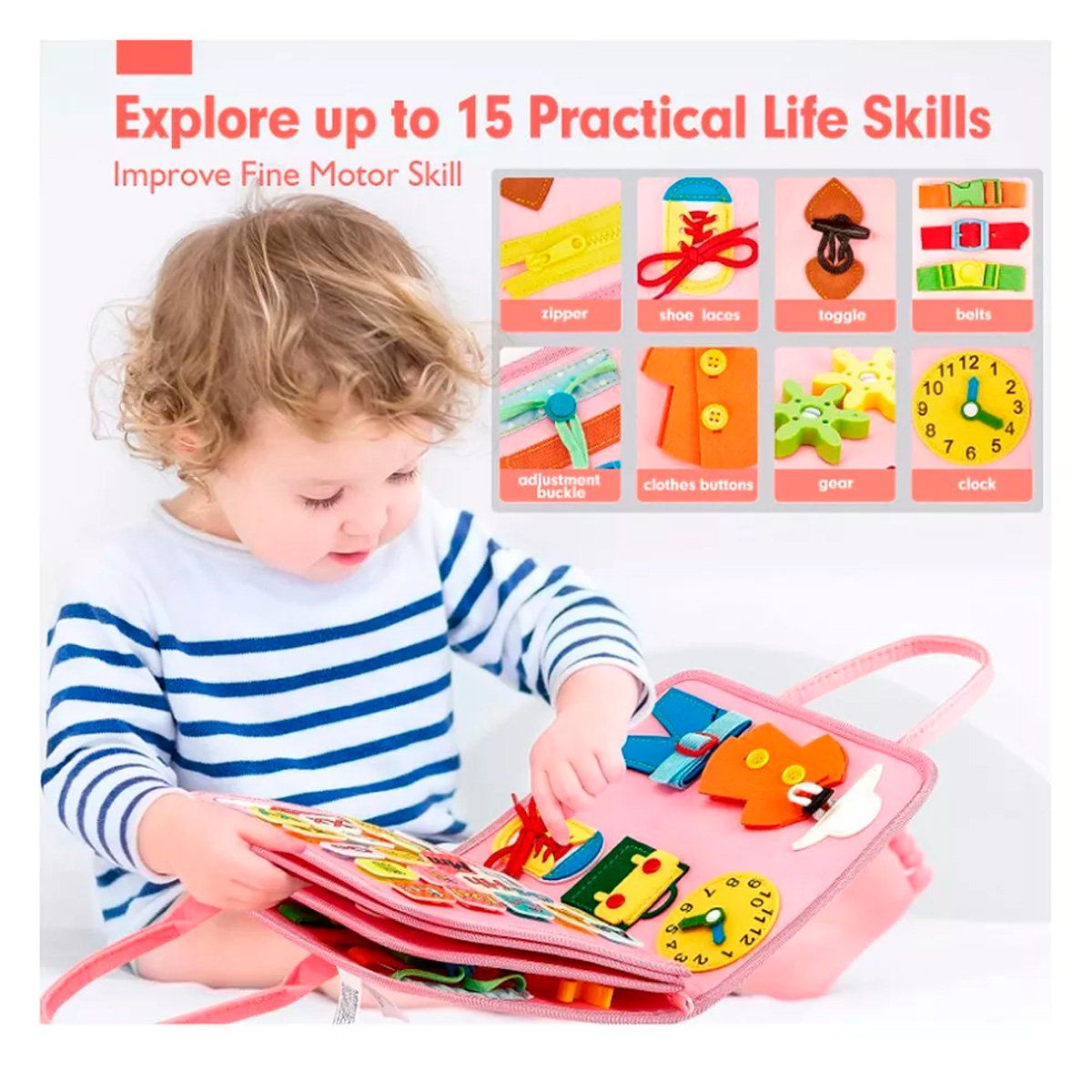 GENERICO - Libro De Juguetes Sensoriales Montessori Para Bebé - Rosado