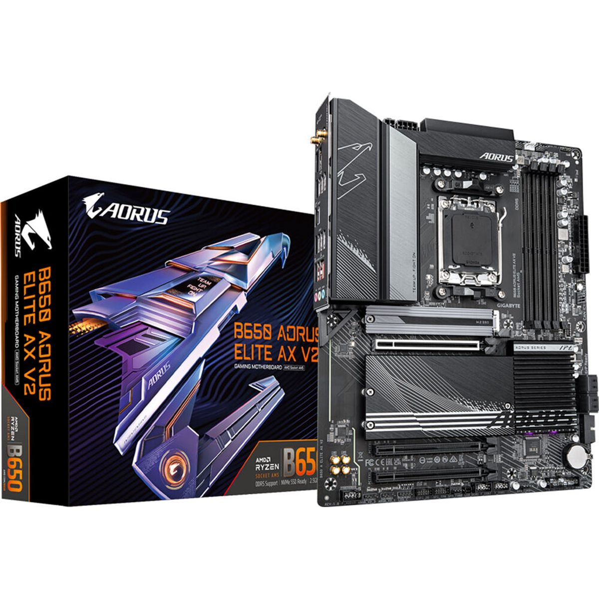 GIGABYTE - Tarjeta Madre Gigabyte B650 Aorus Elite V2 AX AM5 DDR5 Wi-Fi ATX