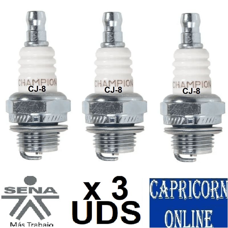 SENA - 3 Bujías Ref CJ8 Para Motor 2 Tiempos