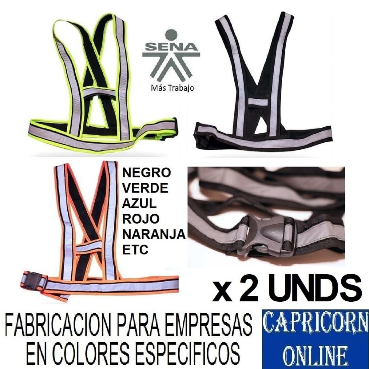 SENA - 2 Chalecos Reflectivos Tipo Tiranta Fluorescente