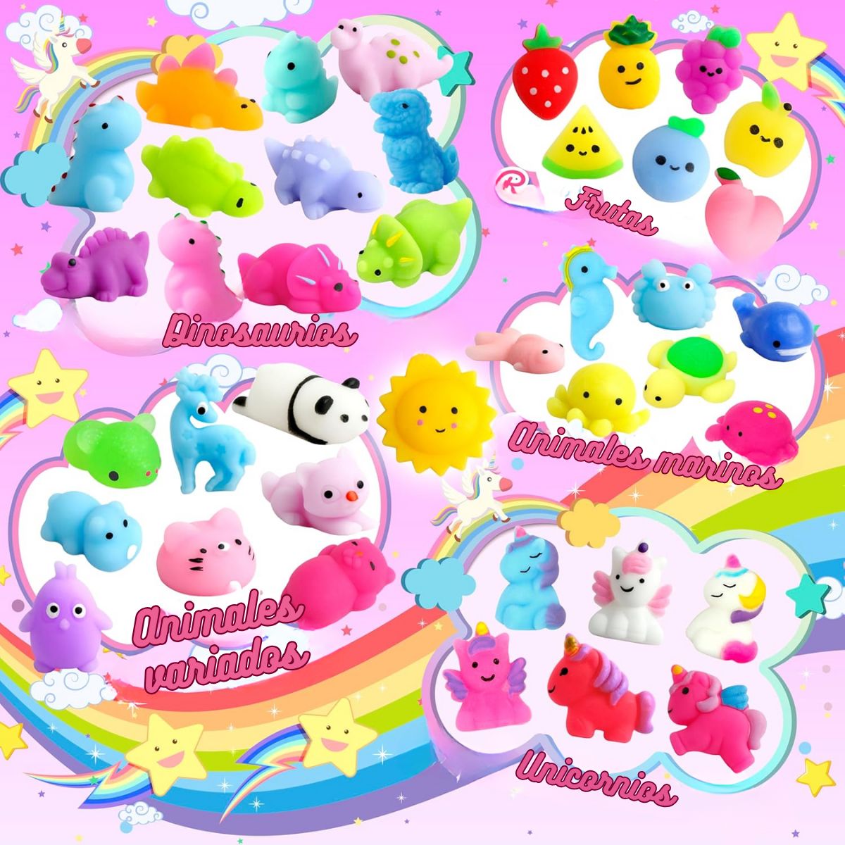 GENERICO - 50 Squishies Juguete Antiestrés Relajante Mini Mochi Kawaii